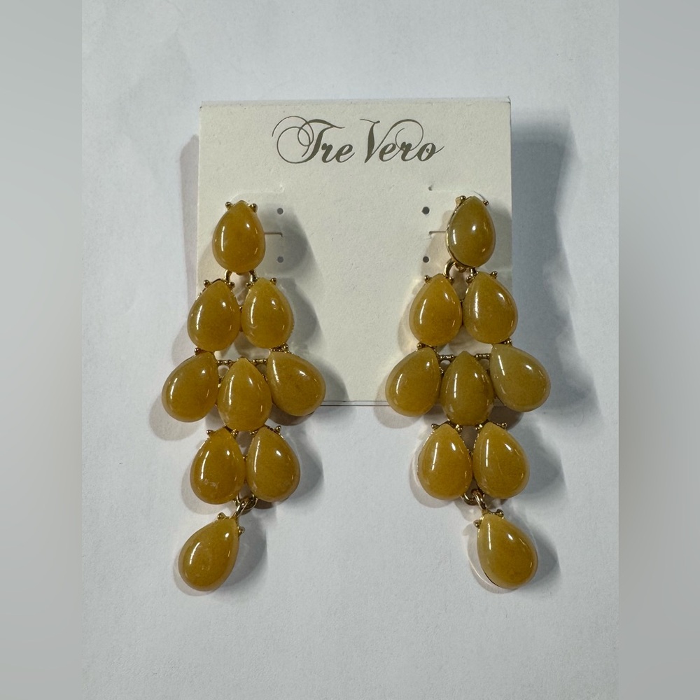 Tre Vero Mustard (yellowish-green or amber hue)Teardrop Earrings